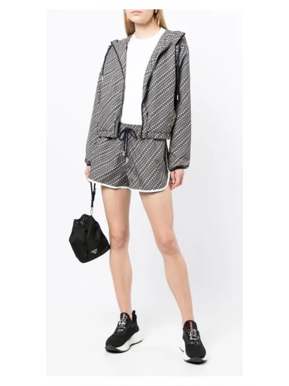 NWOT Anthropologie The Upside Cupid Loulou Logo Hooded Jacket & Shorts Set S